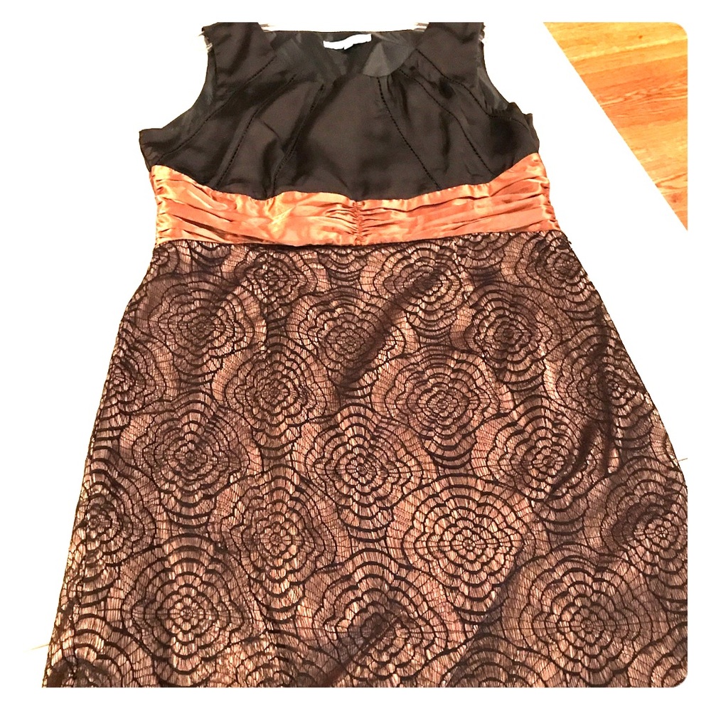 T Bleu Copper/Black Taffeta w/ Lace Dress